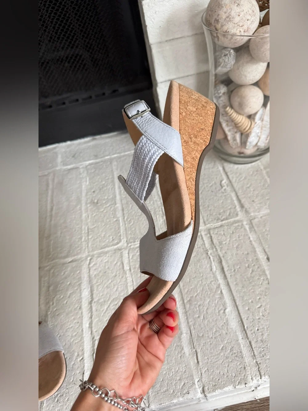 Vionic Katy II Lavender Suede Cork Wedge Comfort Sandals Size 10